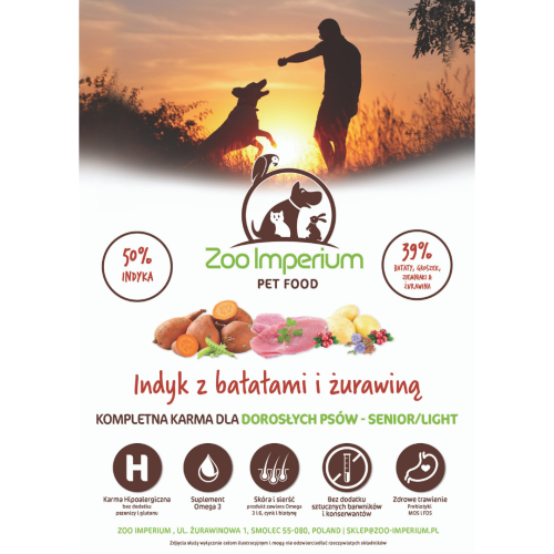 Zoo-Imperium - Indyk z batatami i żurawiną - karma grain free dla psów: Senior / Light 6 kg_2