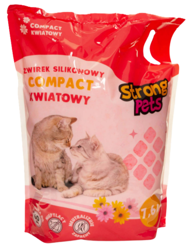 Żwirek Silikonowy dla kota - Strong Pets - Compact Drobny, Kwiatowy Zapach - 7,6 L.