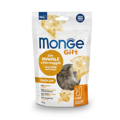 Monge Gift Crunchy przysmak dla kota wieprzowina z serem 60 g.