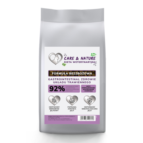 Care and Nature Dieta Weterynaryjna dla kota Gastrointestinal zdrowie układu trawiennego   1,5 kg