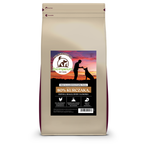 Zoo-Imperium Wilderness 80 – Kurczak z Łososiem i Białą Rybą 10 kg