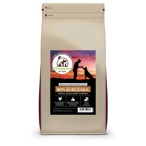 Zoo-Imperium Wilderness 80 – Kurczak z Łososiem i Białą Rybą 2 kg