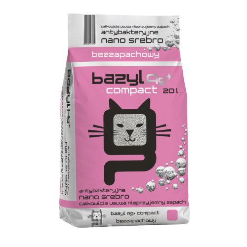Bazyl Ag+ Compact 20 l. - bezzapachowy żwirek dla kota