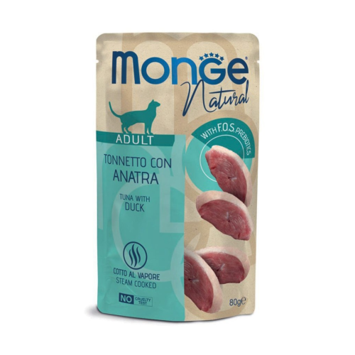 Monge Natural - tuńczyk z kaczką w galaretce - saszetka dla kota 80 g.