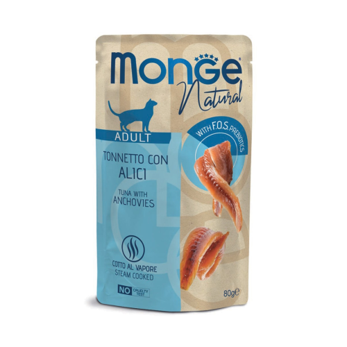 Monge Natural - tuńczyk z anchois w galaretce - saszetka dla kota 80 g.