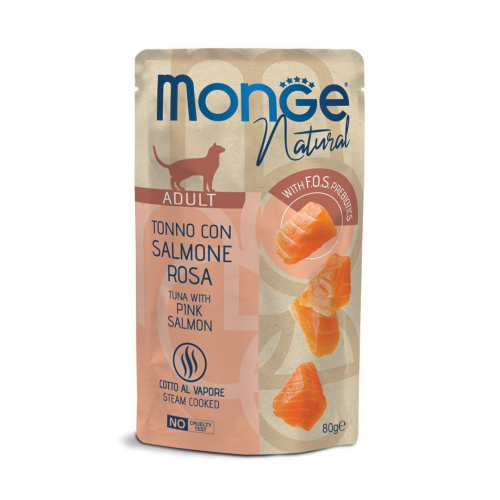 Monge Natural - tuńczyk z łososiem w galaretce - saszetka dla kota 80 g.