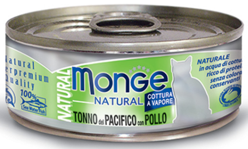 MONGE KOT NATURAL puszka TUŃCZYK ŻÓŁTOPŁETWY Z KURCZAKIEM 80g