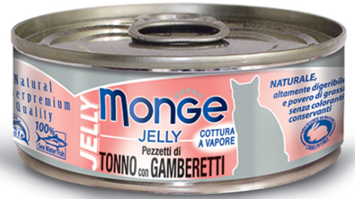 MONGE KOT JELLY puszka TUŃCZYK Z KREWETKAMI 80g